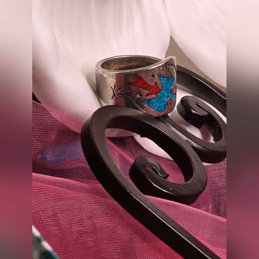 Adjustable 925 Silver Native American Indian Them… - image 3